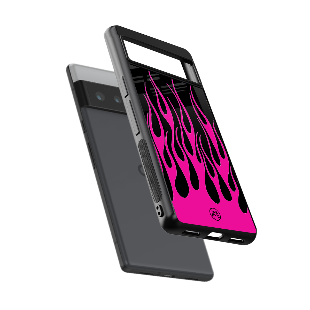 y2k black pink flames back phone cover | glass case for google pixel 6 pro