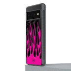 y2k black pink flames back phone cover | glass case for google pixel 6 pro