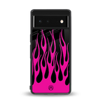 y2k black pink flames back phone cover | glass case for google pixel 6