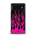 y2k black pink flames back phone cover | glass case for Google Pixel 6A