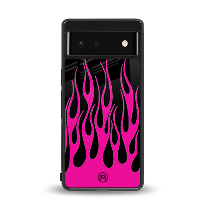 y2k black pink flames back phone cover | glass case for Google Pixel 6A