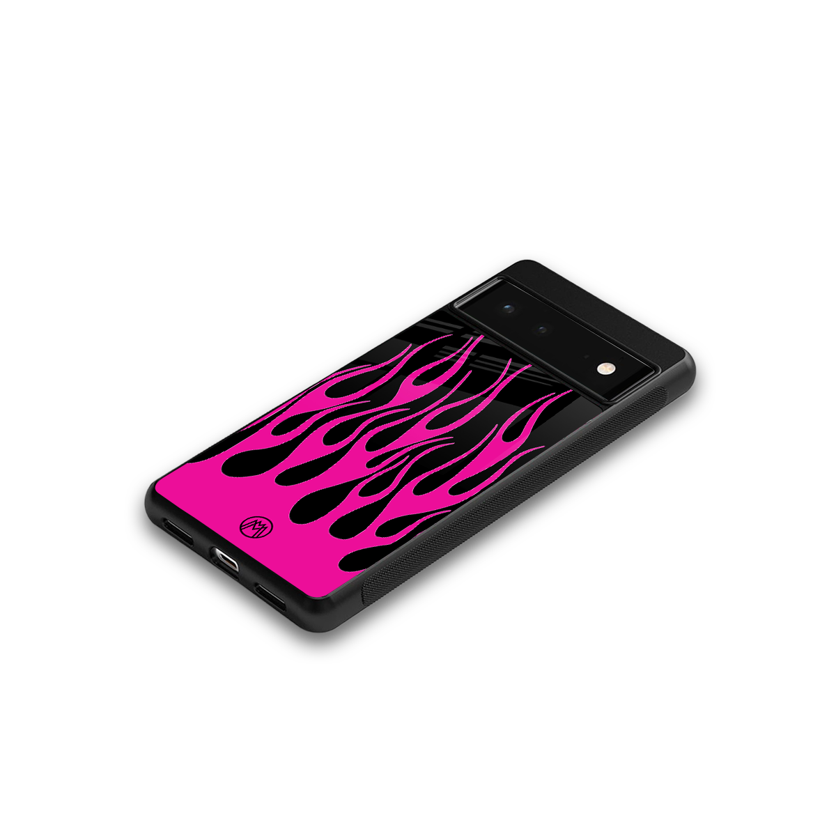 y2k black pink flames back phone cover | glass case for Google Pixel 6A