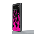 y2k black pink flames back phone cover | glass case for Google Pixel 6A