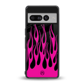 y2k black pink flames back phone cover | glass case for google pixel 7 pro