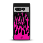 y2k black pink flames back phone cover | glass case for google pixel 7 pro