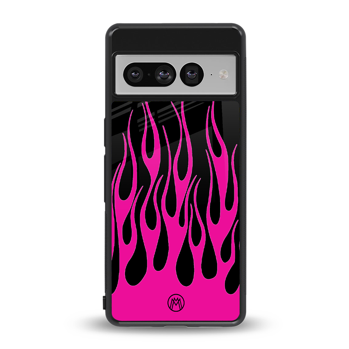y2k black pink flames back phone cover | glass case for google pixel 7 pro