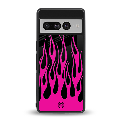 y2k black pink flames back phone cover | glass case for google pixel 7 pro