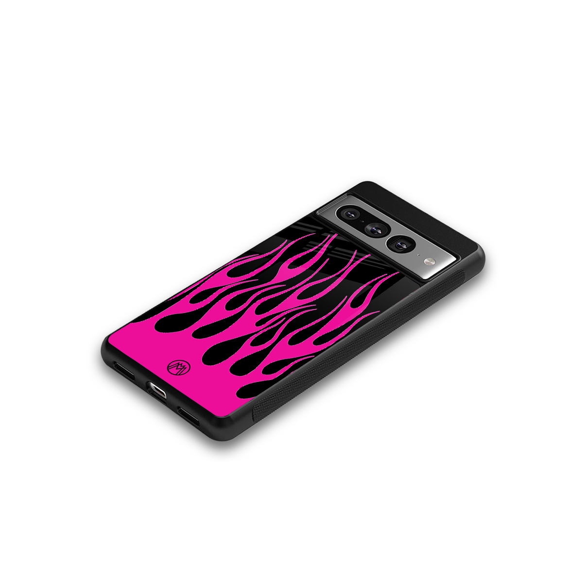 y2k black pink flames back phone cover | glass case for google pixel 7 pro