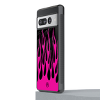 y2k black pink flames back phone cover | glass case for google pixel 7 pro