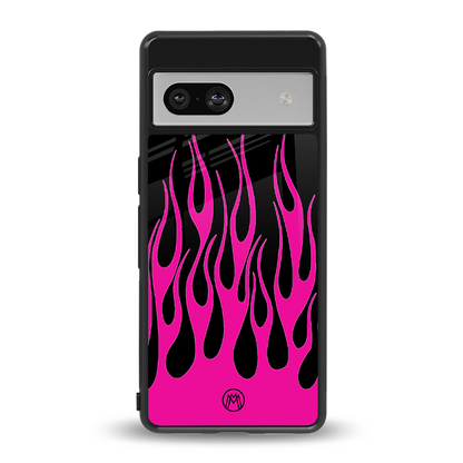 y2k black pink flames back phone cover | glass case for Google Pixel 7