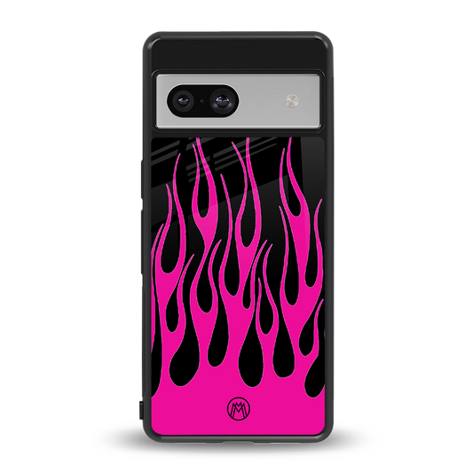 y2k black pink flames back phone cover | glass case for Google Pixel 7A