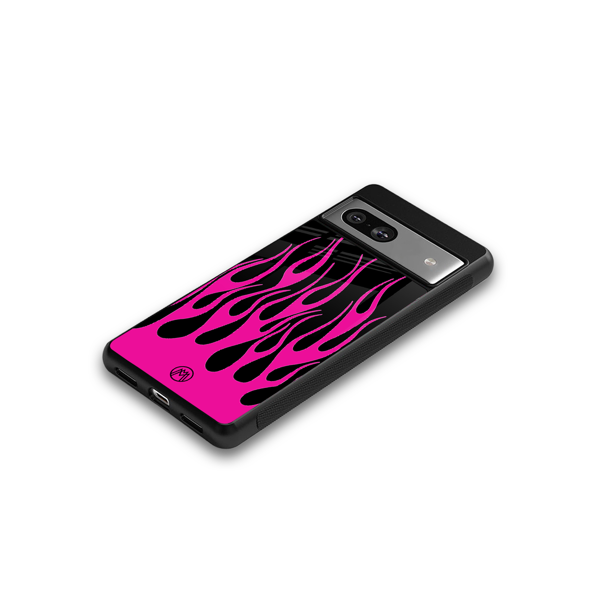 y2k black pink flames back phone cover | glass case for Google Pixel 7