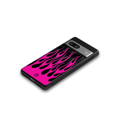 y2k black pink flames back phone cover | glass case for Google Pixel 7