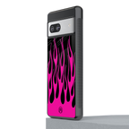 y2k black pink flames back phone cover | glass case for Google Pixel 7