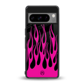 y2k black pink flames back phone cover | glass case for google pixel 8 pro