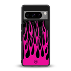 y2k black pink flames back phone cover | glass case for google pixel 8 pro