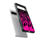 y2k black pink flames back phone cover | glass case for google pixel 8 pro