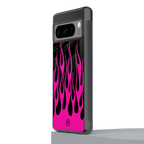 y2k black pink flames back phone cover | glass case for google pixel 8 pro