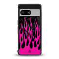 y2k black pink flames back phone cover | glass case for Google Pixel 8