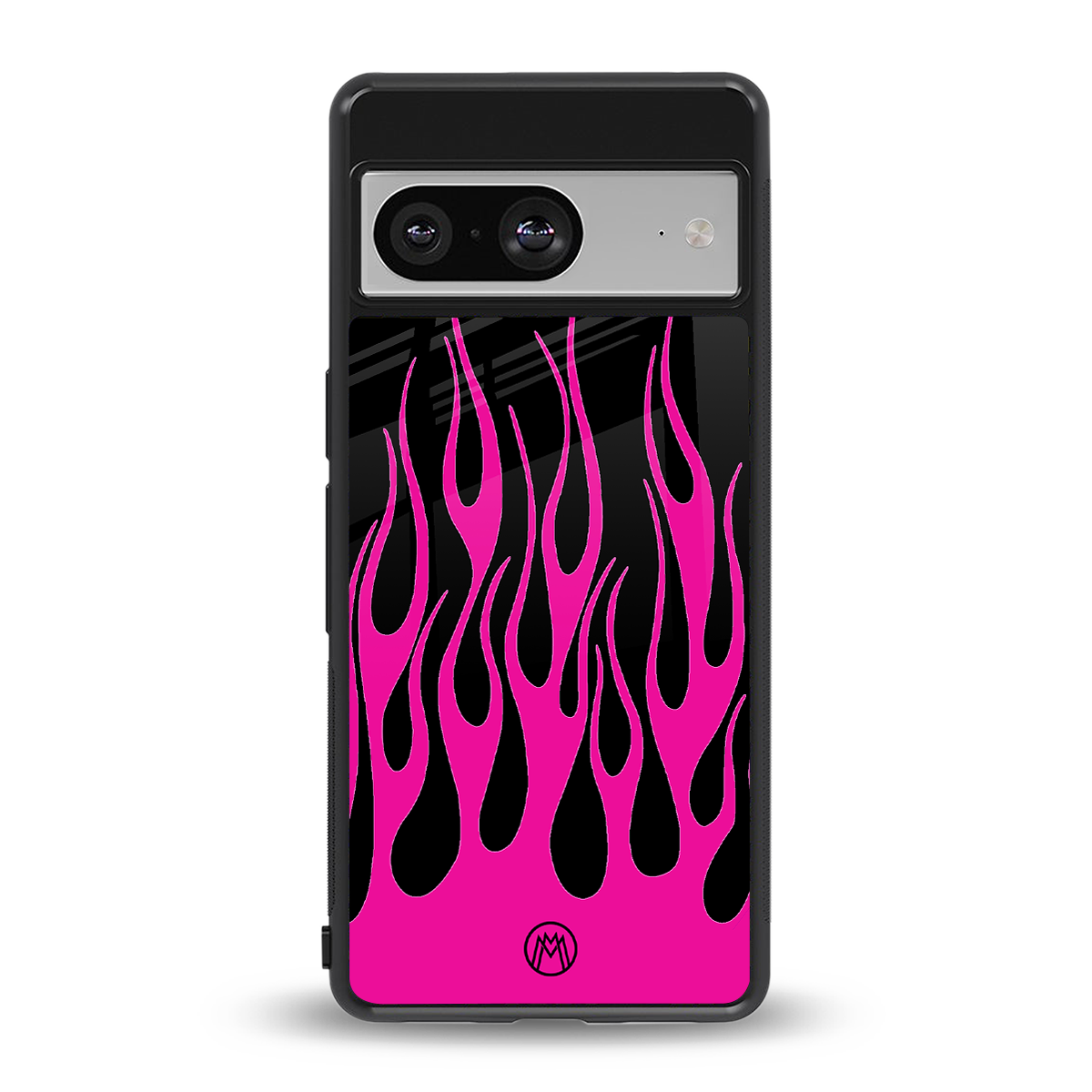 y2k black pink flames back phone cover | glass case for Google Pixel 8