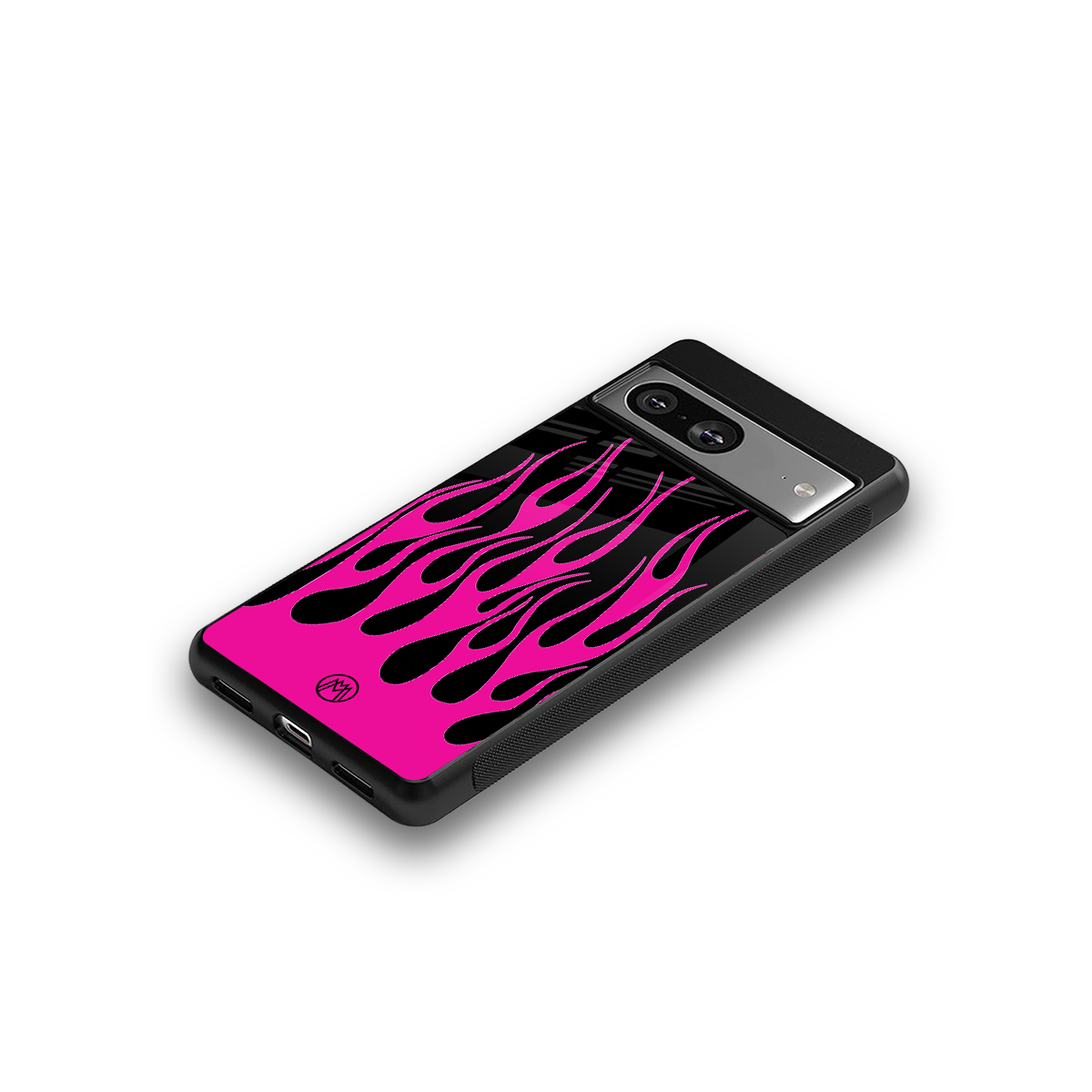 y2k black pink flames back phone cover | glass case for Google Pixel 8