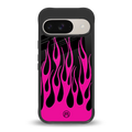 y2k black pink flames back phone cover | glass case for google pixel 9
