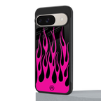 y2k black pink flames back phone cover | glass case for google pixel 9