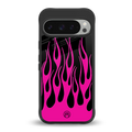y2k black pink flames back phone cover | glass case for google pixel 9 pro