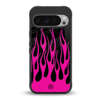 y2k black pink flames back phone cover | glass case for google pixel 9 pro