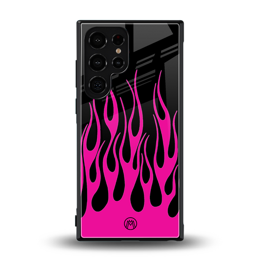 y2k black pink flames back phone cover | glass case for samsung galaxy s24 ultra