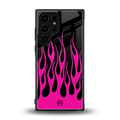 y2k black pink flames back phone cover | glass case for samsung galaxy s23 ultra