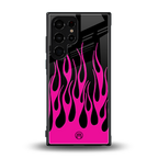 y2k black pink flames back phone cover | glass case for samsung galaxy s23 ultra
