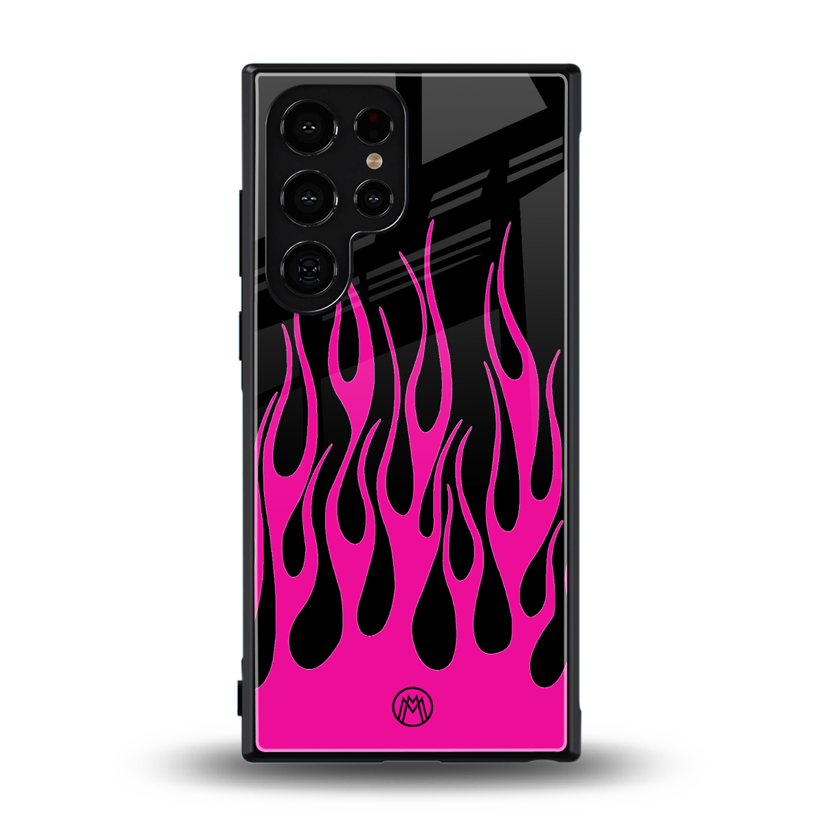 y2k black pink flames back phone cover | glass case for samsung galaxy s23 ultra