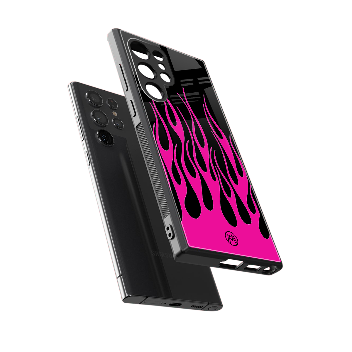 y2k black pink flames back phone cover | glass case for samsung galaxy s23 ultra