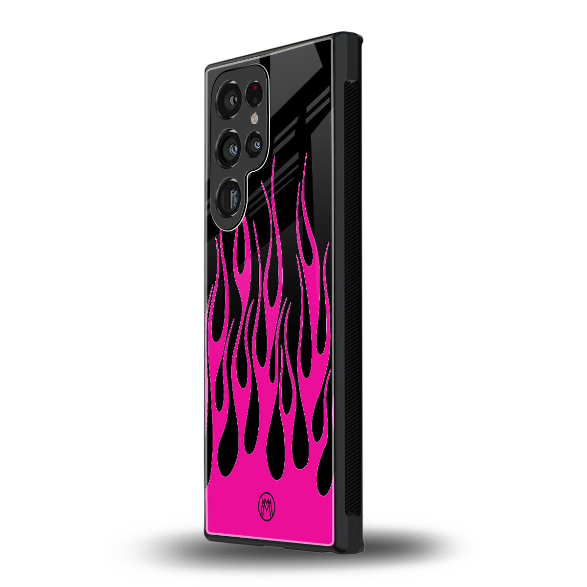 y2k black pink flames back phone cover | glass case for samsung galaxy s24 ultra