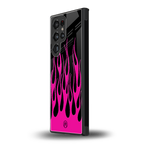 y2k black pink flames back phone cover | glass case for samsung galaxy s23 ultra
