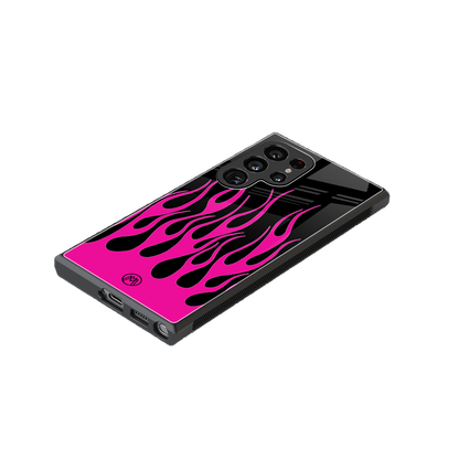 y2k black pink flames back phone cover | glass case for samsung galaxy s24 ultra