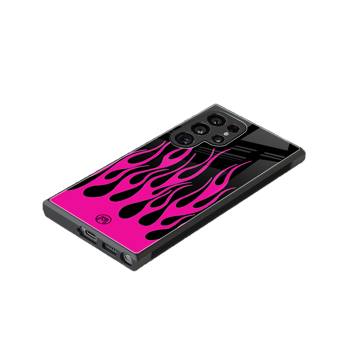 y2k black pink flames back phone cover | glass case for samsung galaxy s23 ultra