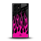 y2k black pink flames back phone cover | glass case for samsung galaxy s25 ultra