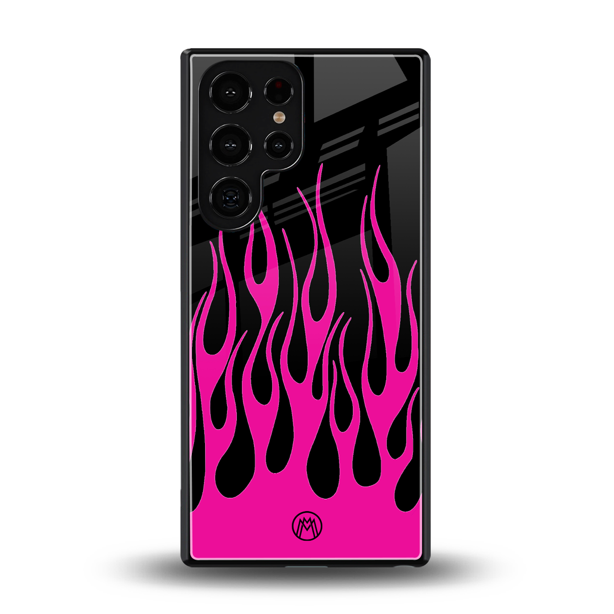 y2k black pink flames back phone cover | glass case for samsung galaxy s25 ultra