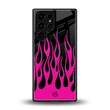 y2k black pink flames back phone cover | glass case for samsung galaxy s25 ultra