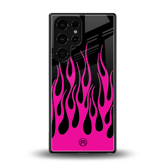y2k black pink flames back phone cover | glass case for samsung galaxy s25 ultra