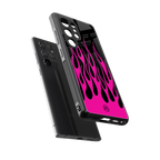 y2k black pink flames back phone cover | glass case for samsung galaxy s25 ultra