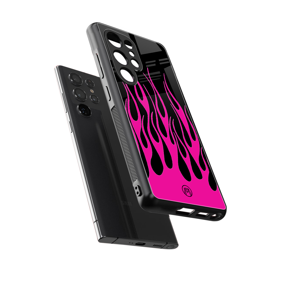 y2k black pink flames back phone cover | glass case for samsung galaxy s25 ultra