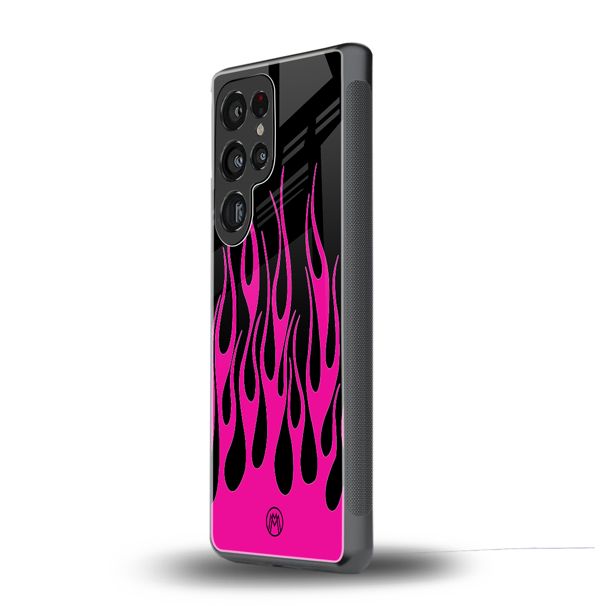 y2k black pink flames back phone cover | glass case for samsung galaxy s25 ultra