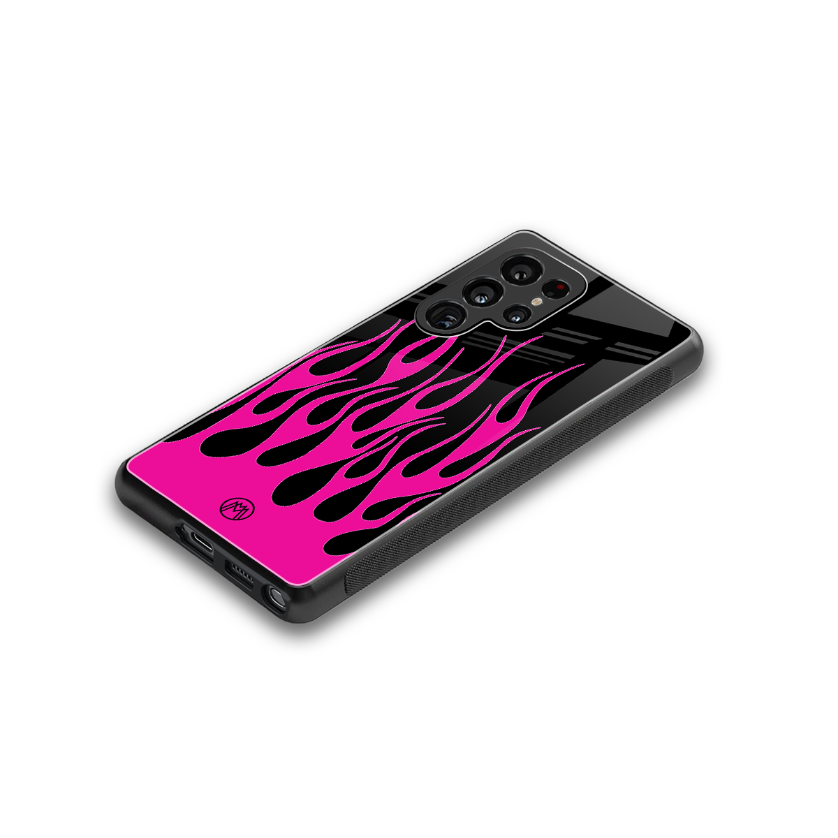 y2k black pink flames back phone cover | glass case for samsung galaxy s25 ultra