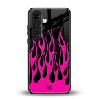 y2k black pink flames back phone cover | glass case for samsung galaxy s24 plus