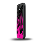 y2k black pink flames back phone cover | glass case for samsung galaxy s24 plus