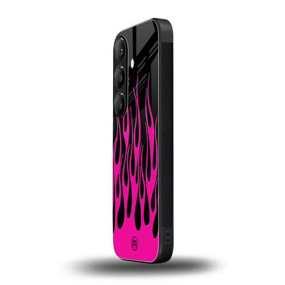 y2k black pink flames back phone cover | glass case for samsung galaxy s24 plus