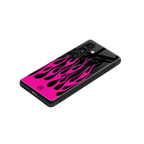 y2k black pink flames back phone cover | glass case for samsung galaxy s24